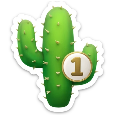 catcus with a number 1 badge sticker