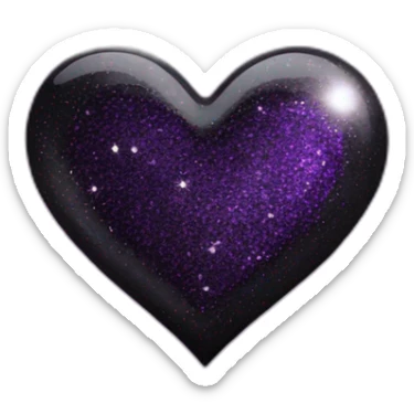 purple and black glitter heart sticker