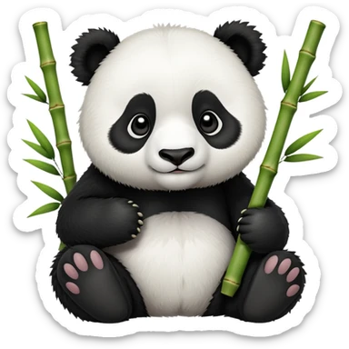 cute panda holding bamboo sticker