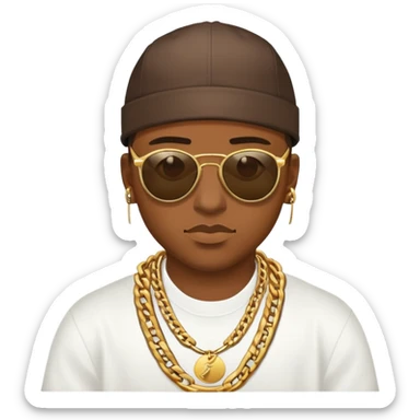 rapper with gold chains and sunglasses sticker