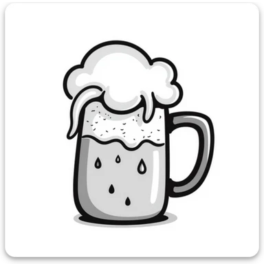 A hand drawn mug of beer with bubbles and foam at the top sticker
