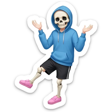 Sans The Skeleton, Blue Hoodie, Grin, Pink Slippers, Black Shorts sticker
