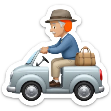 My grandfather is pulling a rear car sticker