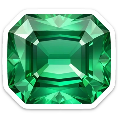 cinematic-realistic-emerald-emoji,-deep-and-lush,-with-a-vibrant-green-hue-that-catches-light,-creating-a-brilliant,-sparkling-effect-across-its-polished-surface.--large-emerald-rectangle-cut,-the-facets-of-the-gem-catch-the-light-in-rich sticker