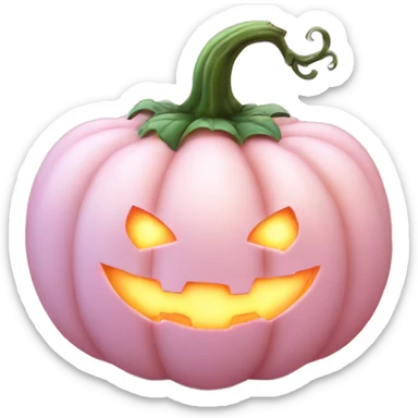 Pastel Pink Pumpkin "A pastel pink pumpkin with a glowing surface, sparkly vines, and tiny heart-shaped patterns carved into it." sticker