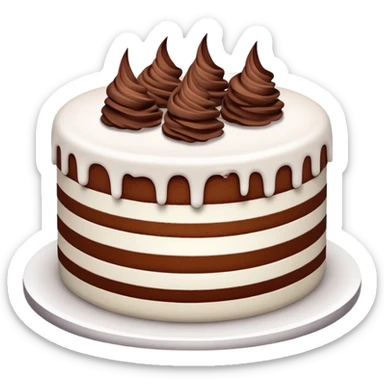 White cake with brown chocolate sticker