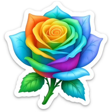 Make the ice rose rainbow colored in the style of emoji (apple style emojis). Remove the background. sticker