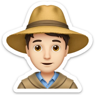 man with comically large hat sticker