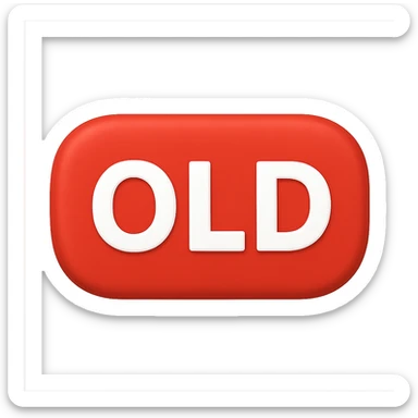 button with the word 'Old', bold white text on red rounded rectangle, matching iOS emoji 'NEW' button style, emoji style sticker