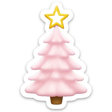 Light Pink Christmas tree with a white star on top sticker