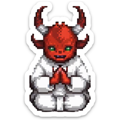 devil making prayer hands sticker