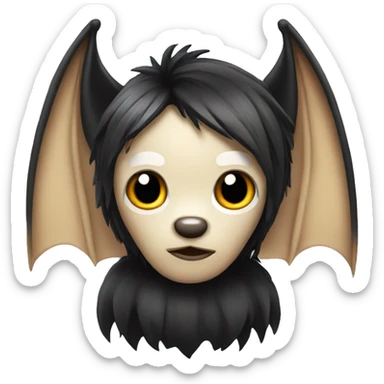 Bat animal with long black wig sticker