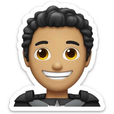 a man smiling with batman mask black hair sticker