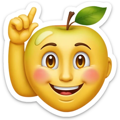 A yellow face smiling awkwardly while embarrassed, scratching its temple with one hand, and looking to the side in Apple emoji style sticker