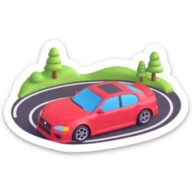 a car drifting around a bend, 3D emoji style sticker