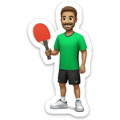 man table tennis withgreen t-shirt sticker