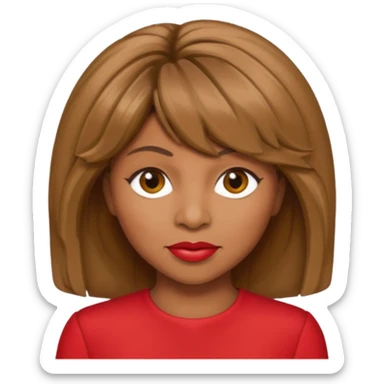 Tina Turner with long light brown hair, red outfit sticker