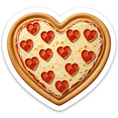 Heart shaped pizza with circle pepperoni  sticker