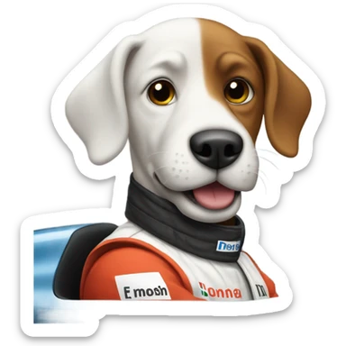 Dog in f1 car sticker
