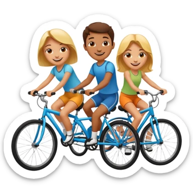 3 friend ride bike sticker