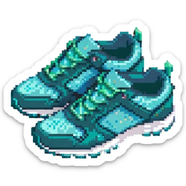 turquoise running shoes, athletic footwear, blue-green sneakers sticker