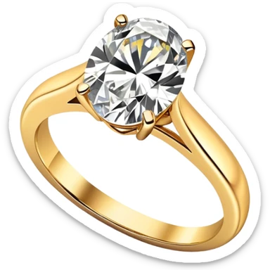Gold Engagement ring with an oval 6 carat sticker