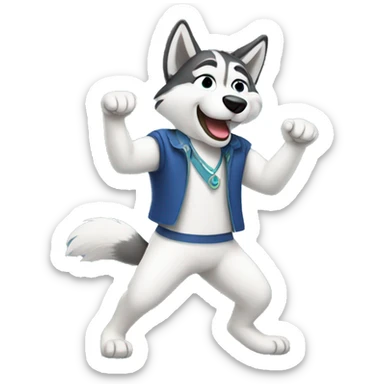 Dancing husky sticker