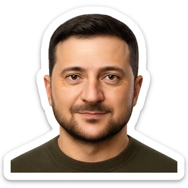 photorealistic emoji style portrait of Vladimir Zelensky with a confident expression sticker