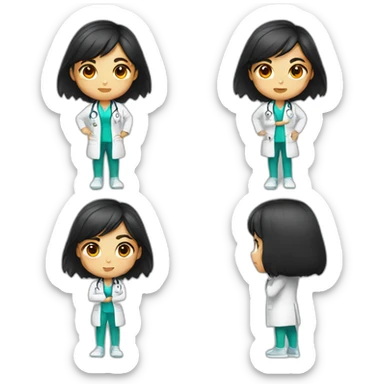 doctor girl with dark hair doing squats sticker