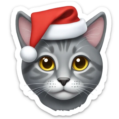 Grey cat in Christmas cap sticker
