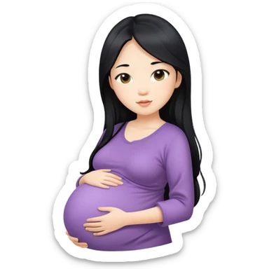 Beautiful Asian girl with long black hair pregnant sticker