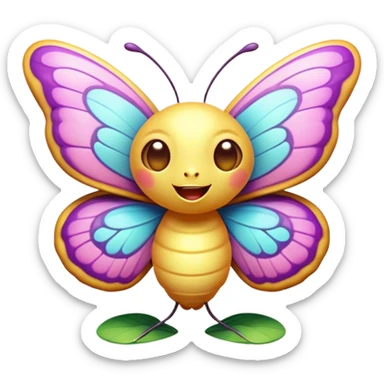 Cinematic Cheeky Butterfly Portrait Emoji, Head tilted dramatically with an exaggeratedly surprised expression, featuring a petite, vibrant body with wide, comically expressive eyes full of playful mischief and animated, fluttering wings, Simplified yet hilariously expressive features, highly detailed, glowing with a slightly sassy pastel glow, high shine, dramatic yet playful, stylized with an air of cheeky garden mischief, soft glowing outline, capturing the essence of a meme-worthy butterfly that looks ready to flutter its way into viral fame! sticker