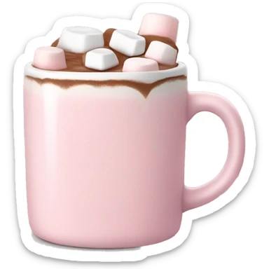Light Pink mug of hot chocolate with marshmallows  sticker