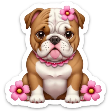 Bulldog with flowers  sticker