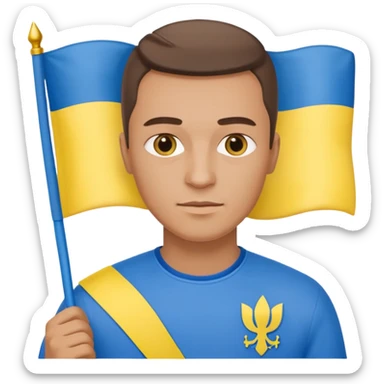 The Ukrainian man with flag sticker