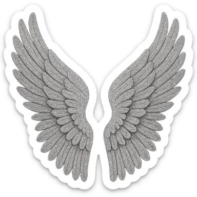 Silver glitter wings, remove background sticker