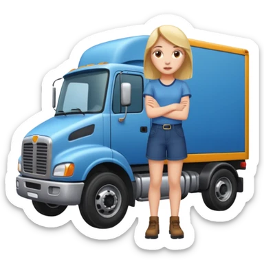 A truck hitting a girl and about to falling sticker