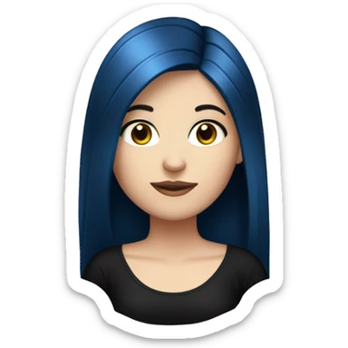 white girl with long straight dark blue hair wearing black top sticker