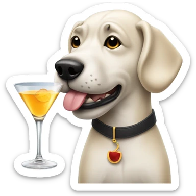 Dog drinking a martini sticker