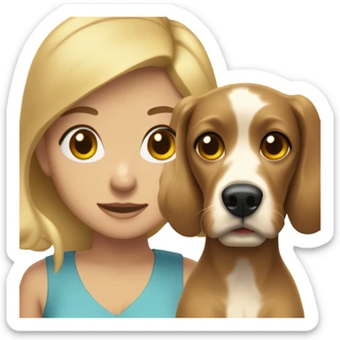 brunette girl short hair with blonde cocker spaniel sticker