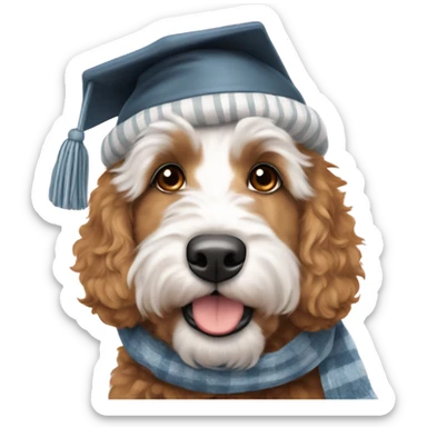 Bernedoodle with University of tennessee hat and scarf sticker