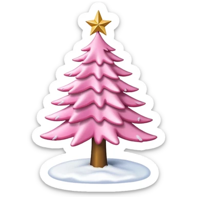 Pink Christmas tree with snow on the branches and a gold star on top no baubles  sticker