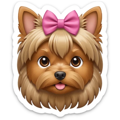 A yorkshire terrier whit a bow sticker