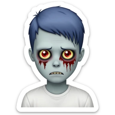 zombie boy with emo hair and white shirt sticker