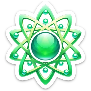 glitter green atomic symbol sticker