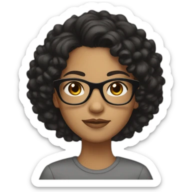 Mixed girl with short black curly hair and glasses. sticker