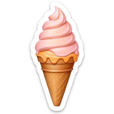 Peach ice cream in a cone, peachy pink color sticker