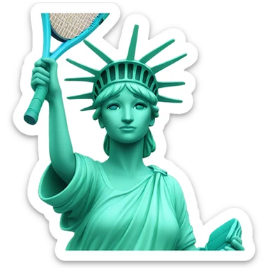 Statue of liberty playing tennis sticker