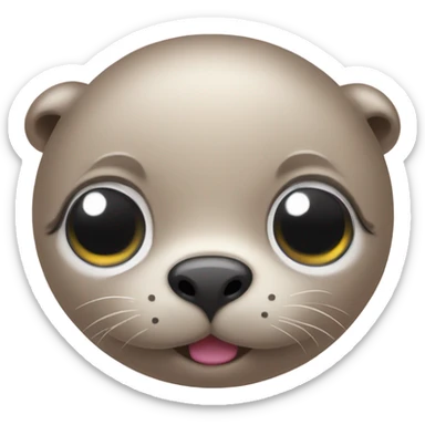 a cute seal with big eyes and s small mouth and nose in pink pijamas  sticker