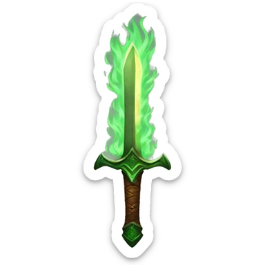 green flaming sword sticker